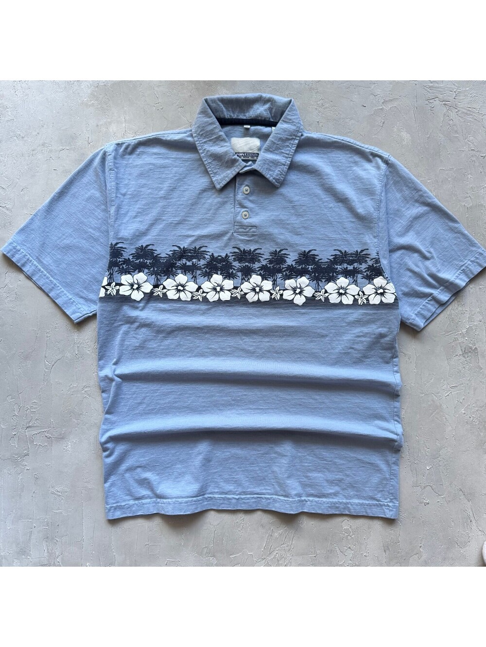 Vintage 2000s Point Zero Hawaiian Floral Surf Striped Polo Shirt